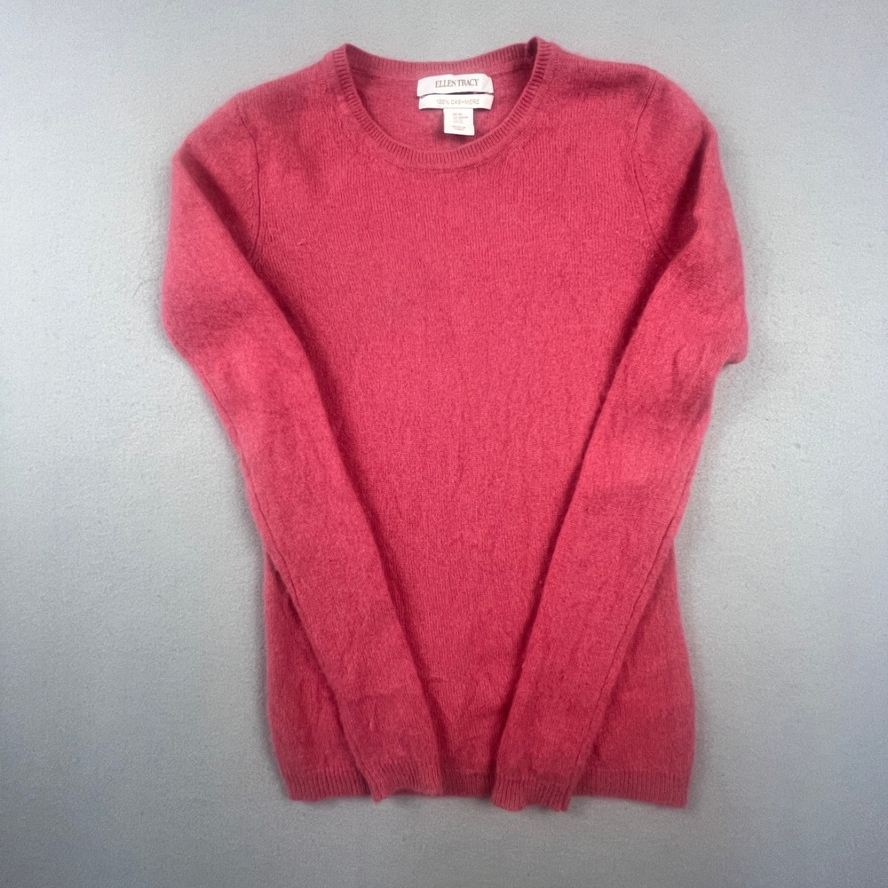 Ellen Tracy 100% Cashmere Sweater Women XS Pink Long Sleeve Soft Luxury Knit